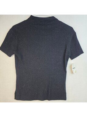 Gett Knit Ribbed Wool Sweater Top S Black Short Sleeve Whimsygoth Capsule Layers